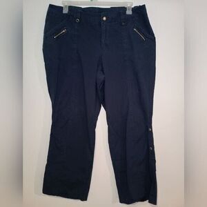 Vintage Venezia Womens Navy Blue Cargo Utility Pants Snap Button Zip Size 20